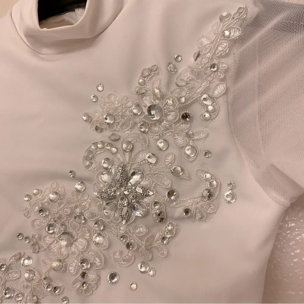 WEISSMAN Dance Costume Crystal rhinestone, custom Long Sleeve Leotard MT12523